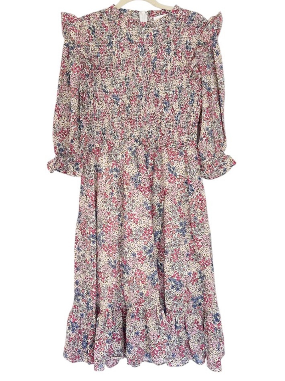 Karlie Midi Dress Size Large Smocked Tiered Floral Boho MSRP 119.00
